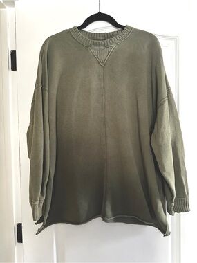 Aerie Olive Green Oversized Crewneck Sweater - Size Medium